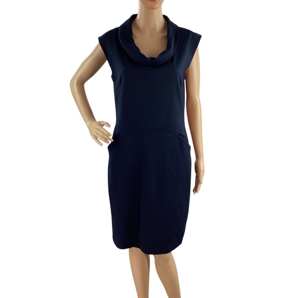 Banana Republic Factory Cowl Neck Sheath Dress Navy Size 8